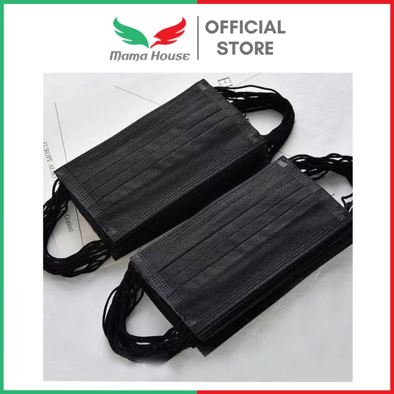 [MH] Masker Earloop Hitam 50Pcs 3Ply
