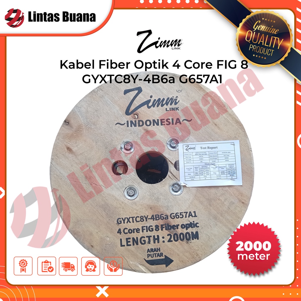 Zimmlink Kabel Drop Core 4 Core FIG 8 Single Mode 2000 Meter