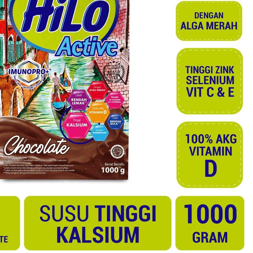 

֍ HiLo Active Chocolate 1000 gram - Susu Tinggi Kalsium ♢