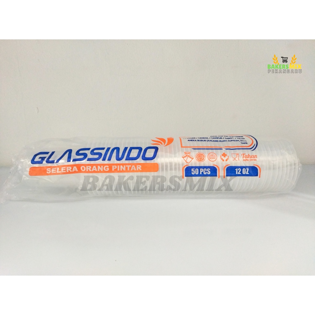MURAH ~~~Gelas Plastik GLASSINDO 50 Pcs (12 oz, 14 oz, 16 oz) / Gelas Plastik / Gelas Pop Ice / Gela