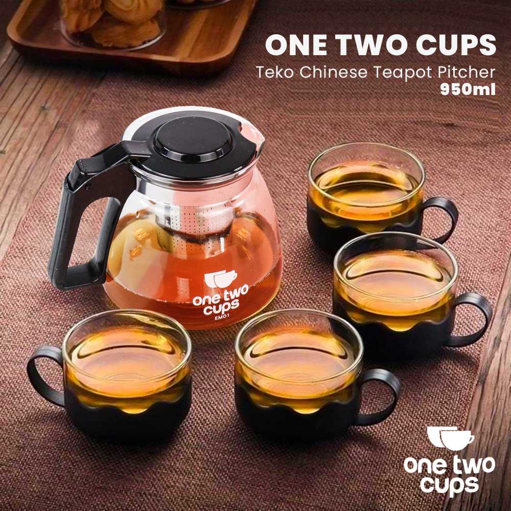 (BISA COD) FTIHSHP  Teko Chinese Teapot Pitcher 950ml with 4 Gelas - EM01