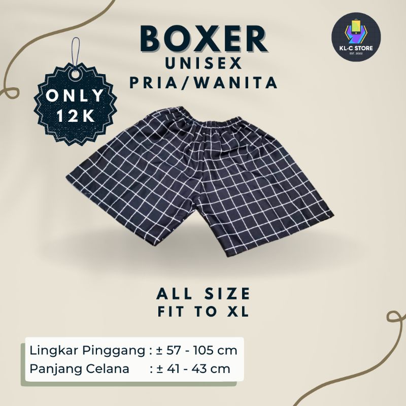 GRATIS ONGKIR CELANA PENDEK BOXER KOLOR MURAH Motif Kotak Hitam Garis Putih Unisex Pria Wanita GRATI