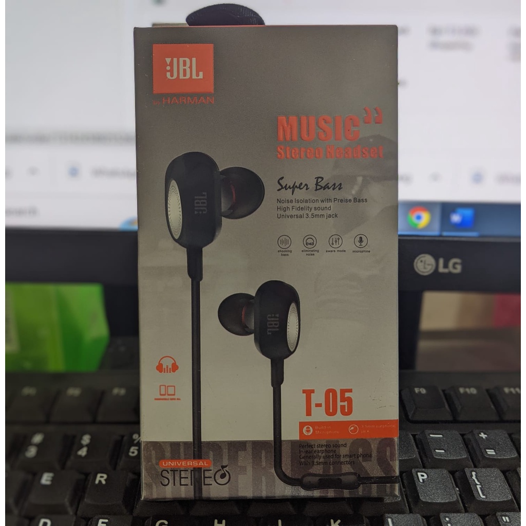 Handsfree Earphone JBL T-05 Super Bass Stereo Headset