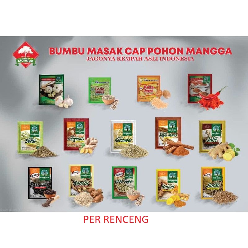 

BUMBU MASAK BUBUK CAP POHON MANGGA RENCENG ANEKA BUMBU DAPUR BUMBU MASAK REMPAH MURAH