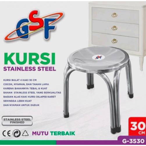 Q2 Kursi Bulat Pendek Stainless Steel Type 3530 - Anti Karat