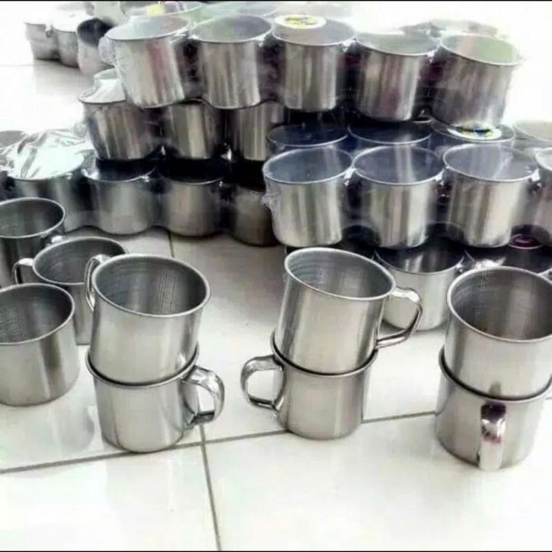 Mug stainless ukuran 7cm / takaran susu cangkir stainless / gelas stainless 6cm / mug gelas thai tea kopi susu 6cm 7cm 8cm