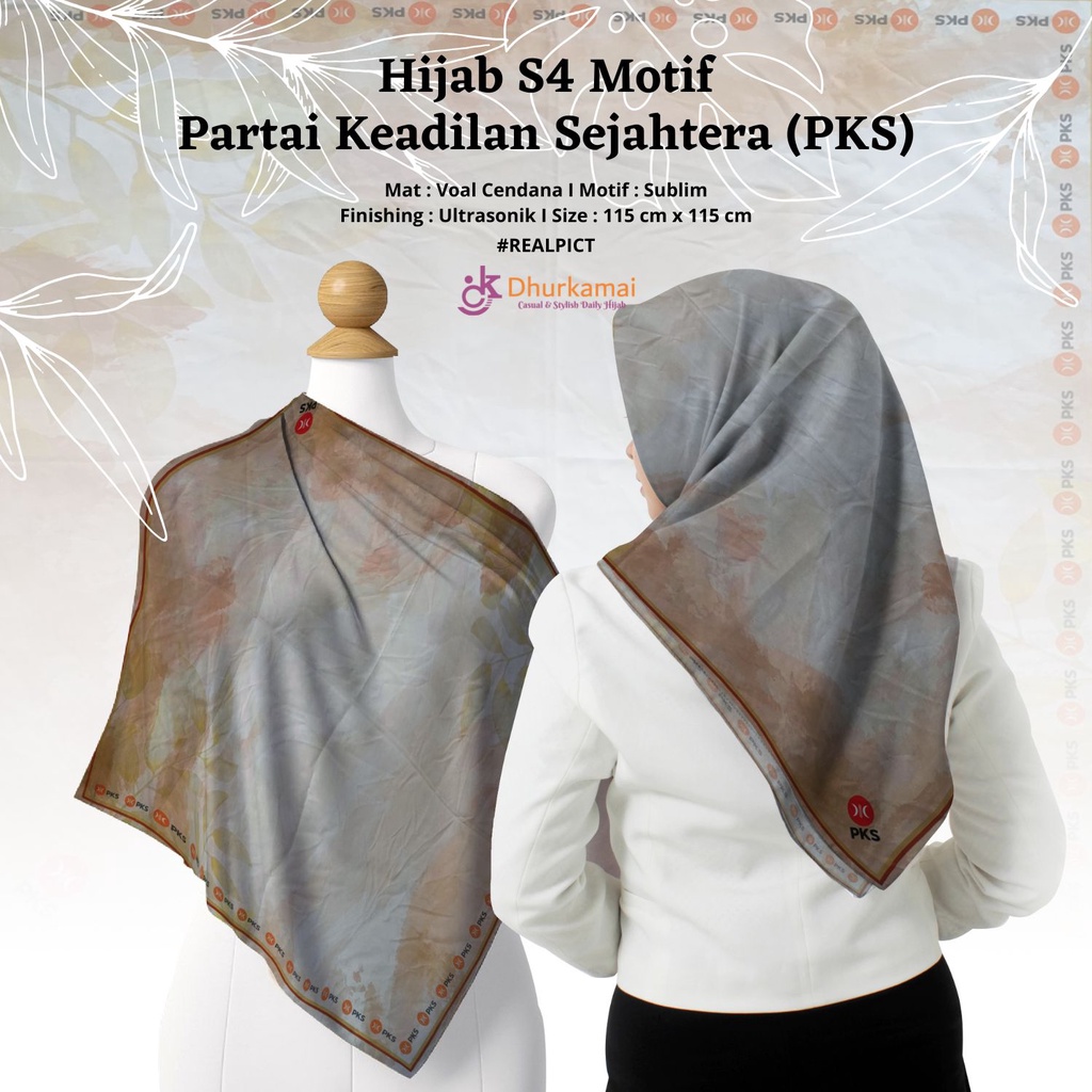 Hijab S4 Premium - Hijab PARTAI PKS - Hijab Motif