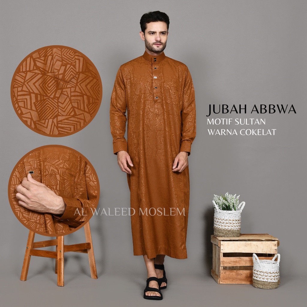 jubah pria gamis pria jubah mewah Alwaleed Motif Embos