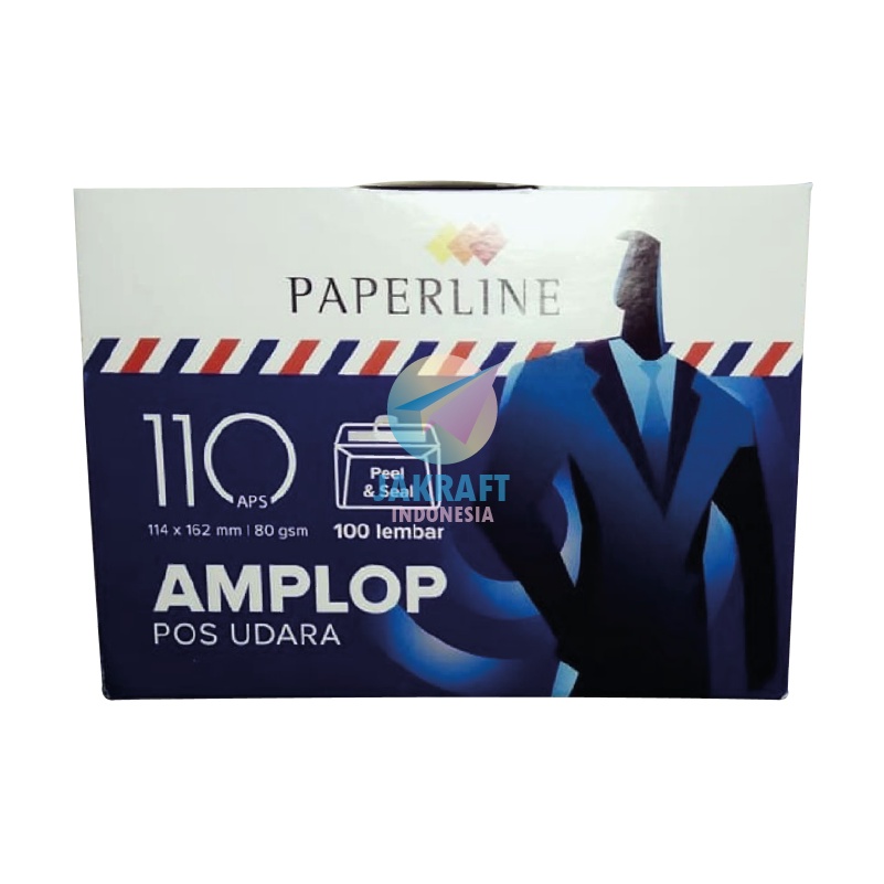 

(100 Pcs) Amplop Putih Airmail PAPERLINE 110 APS Ukuran Sedang 114 x 162 mm Tebal 80 Gsm