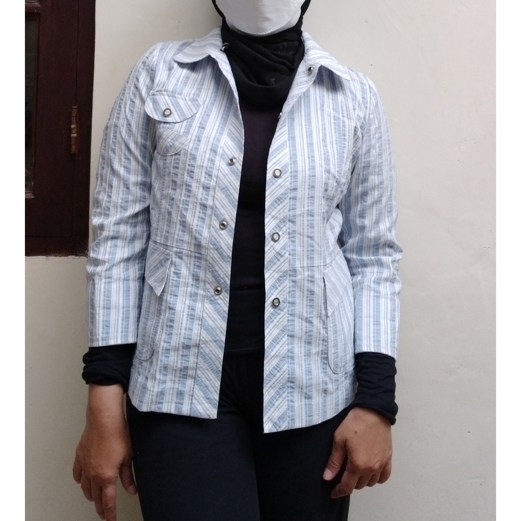 BLAZER KOREA STYLISH KOREA BIRU MUDA SALUR / BLAZER KANTOR /BLAZER CASUAL