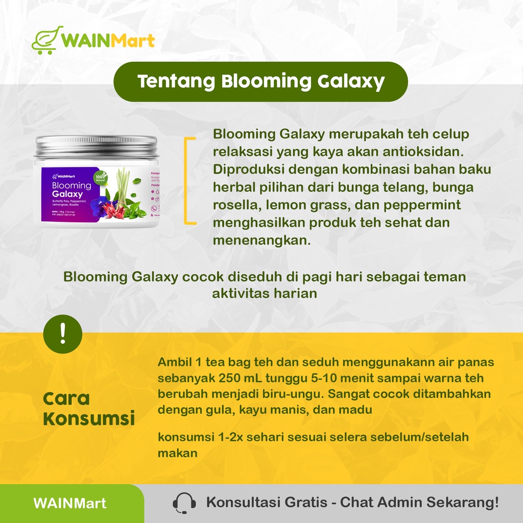 Teh Bunga Relaksasi Herbal Morning Tea Antioksidan Anti Insomnia dan Gangguan Pencernaan Blooming Galaxy