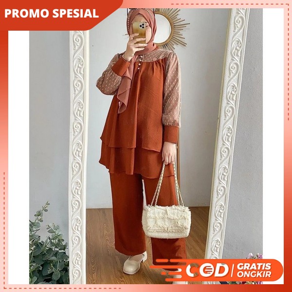 Baju Muslim Oneset Wanita Terbaru 2023 Setelan Idul Fitri Gamis Remaja Dewasa Kekinian Games Ibu Ele