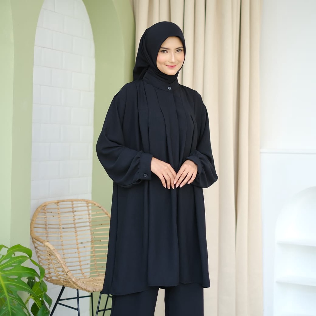 YASMIN ONE SET JUMBO Setelan Cringkle Airflow Polos Model Elegan Terbaru / ONESET DAILY / ONESET WANITA / Setelan Wanita Kekinian