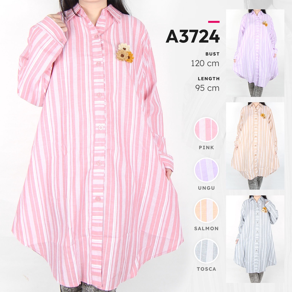 Maliju Tunik Jumbo LD 120 CM Bigsize Salur Garis Katun 5L - A3724