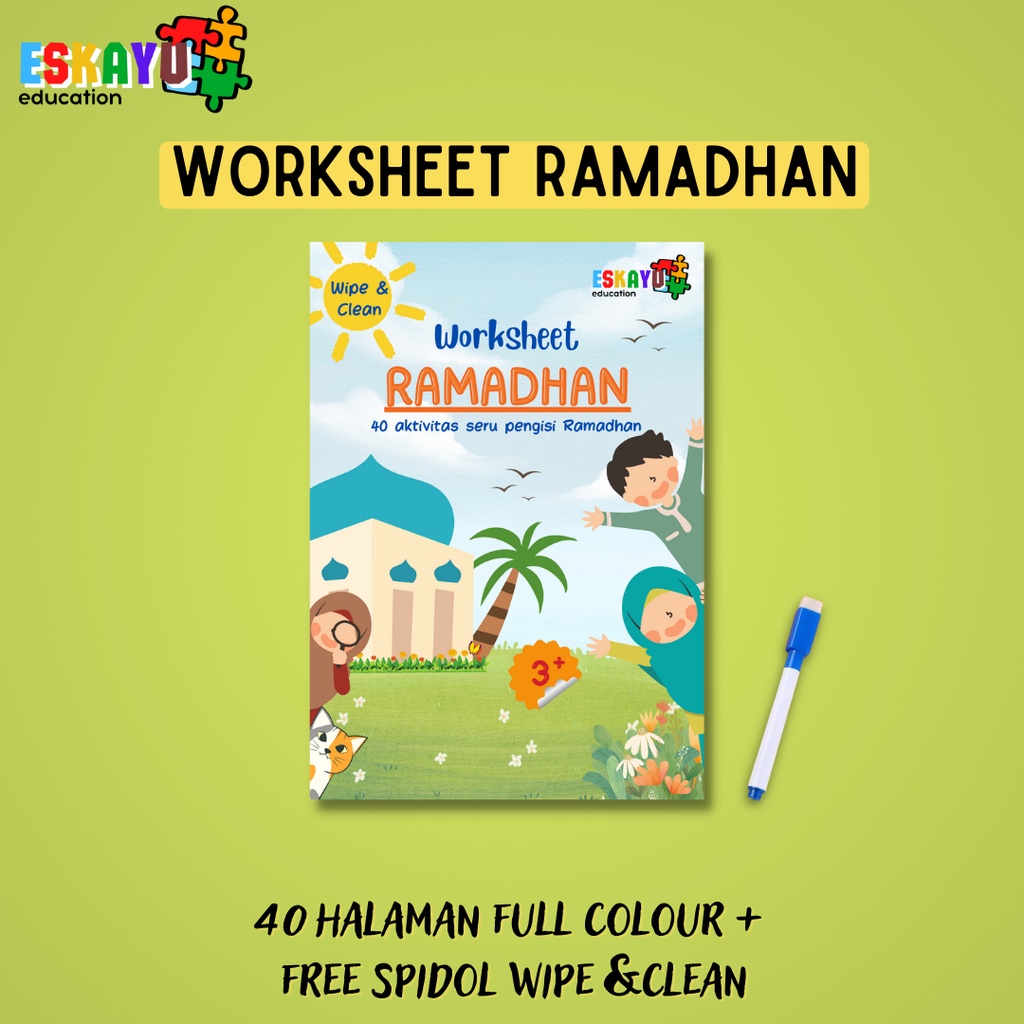 

WORKSHEET SPESIAL RAMADHAN / worksheet anak / lembar kerja anak paud tk / buku belajar latihan anak balita / buku activity aktifitas mainan edukasi montessori montessory