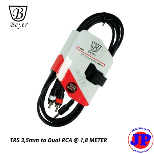 Beyer ISO810LU18 Kabel Aux Jack Akai TRS-Stereo 3.5mm to 2 RCA Male 1.8 Meter