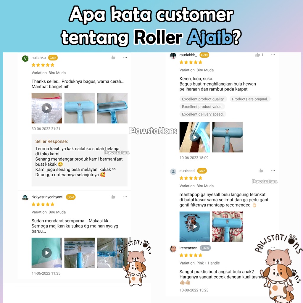 Pembersih Bulu Kucing / Anjing Roller Ajaib Pet Hair Removal Lint Roller Alat Pembersih Bulu Kucing Sikat Pembersih Bulu Kucing