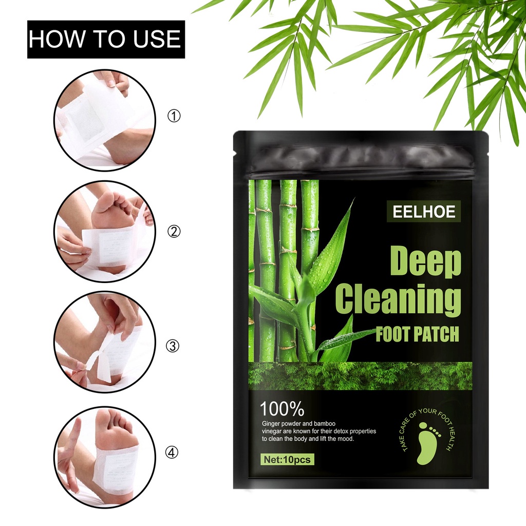 EELHOE Deep Cleaning Foot Patch 10pcs / Wormwood Detox Foot Patch - Koyo Kaki Detox Racun Toksin Detok Kaki - Detoksifikasi / De-Humidifikasi / Tidur Nyenyak