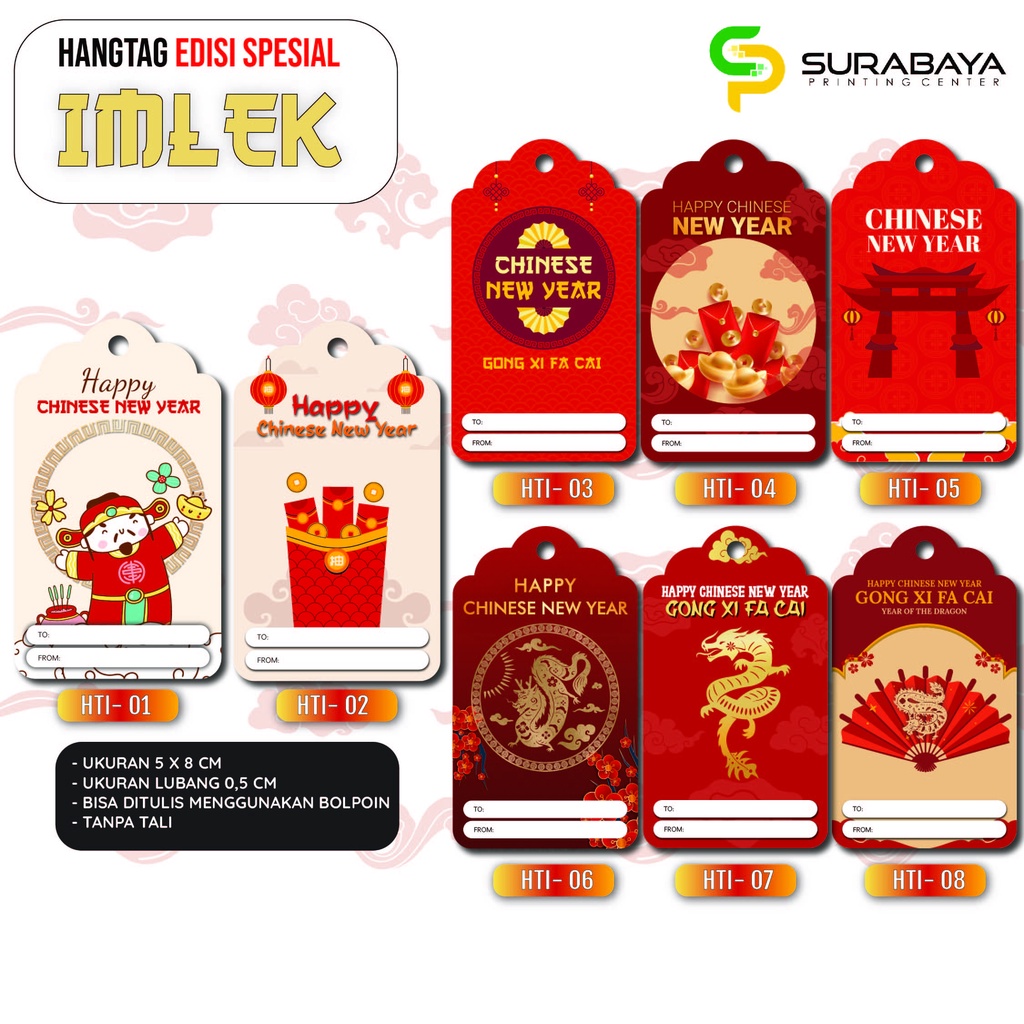 

HANG TAG Imlek | HANG TAG Chinese New Year | HANG TAG Parcel EDISI KHUSUS 56 PCS