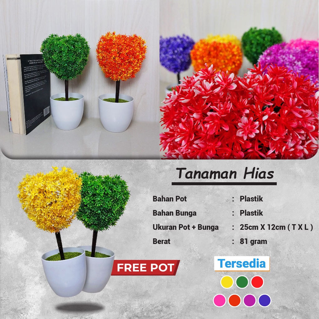 Satu7an PBP29 Tanaman Bunga Plastik Tanaman Hias Pot Bunga Hias Ornamen Bonsai Dekorasi Rumah Artificial Flower