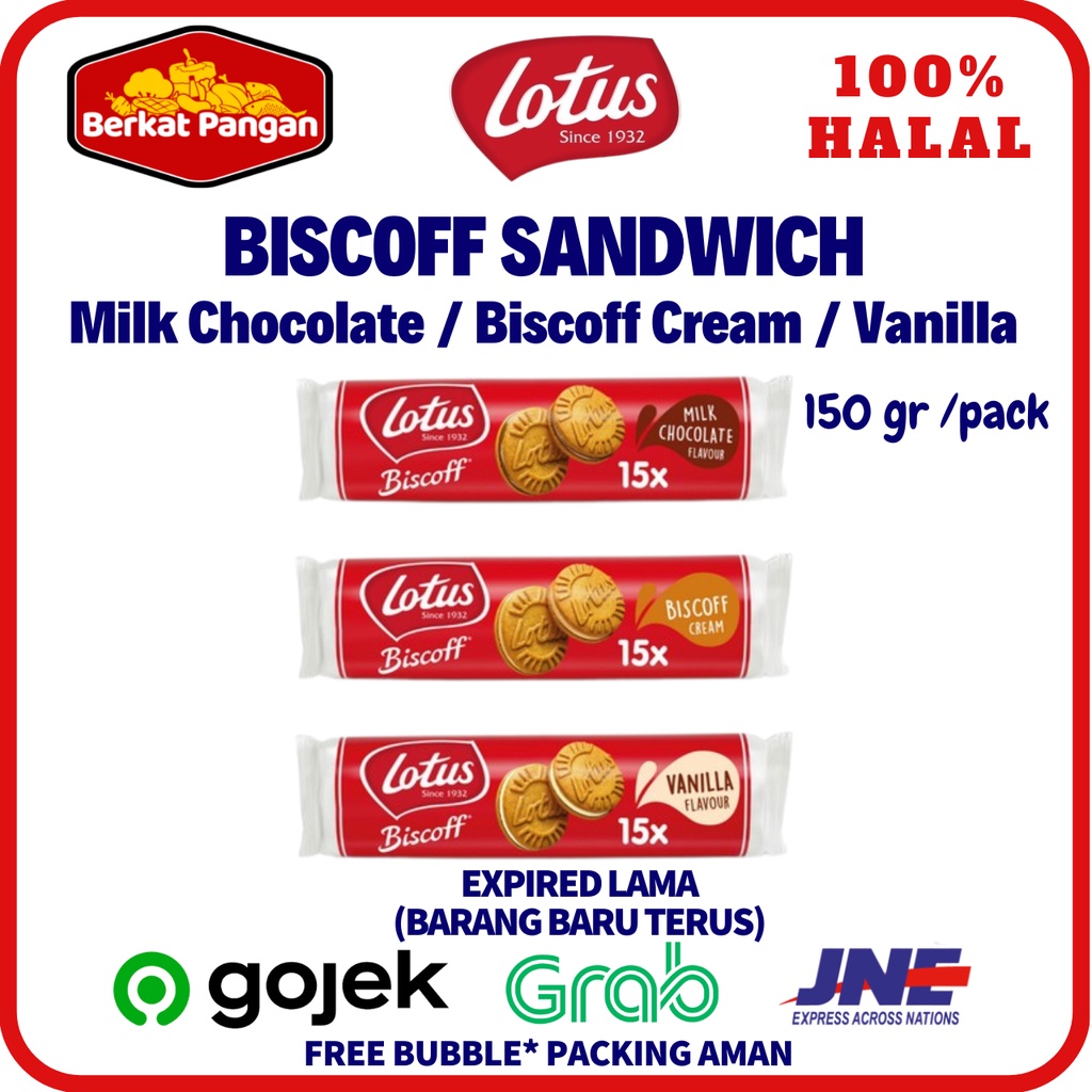 Lotus Biscoff Sandwich Milk Chocolate Vanilla Biscoff Cream Biscuits 150gr