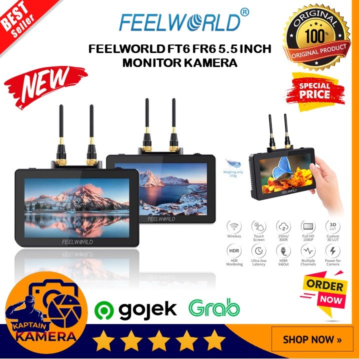 FEELWORLD FT6 FR6 5.5 INCH TRANSMISI VIDEO KAMERA MONITOR