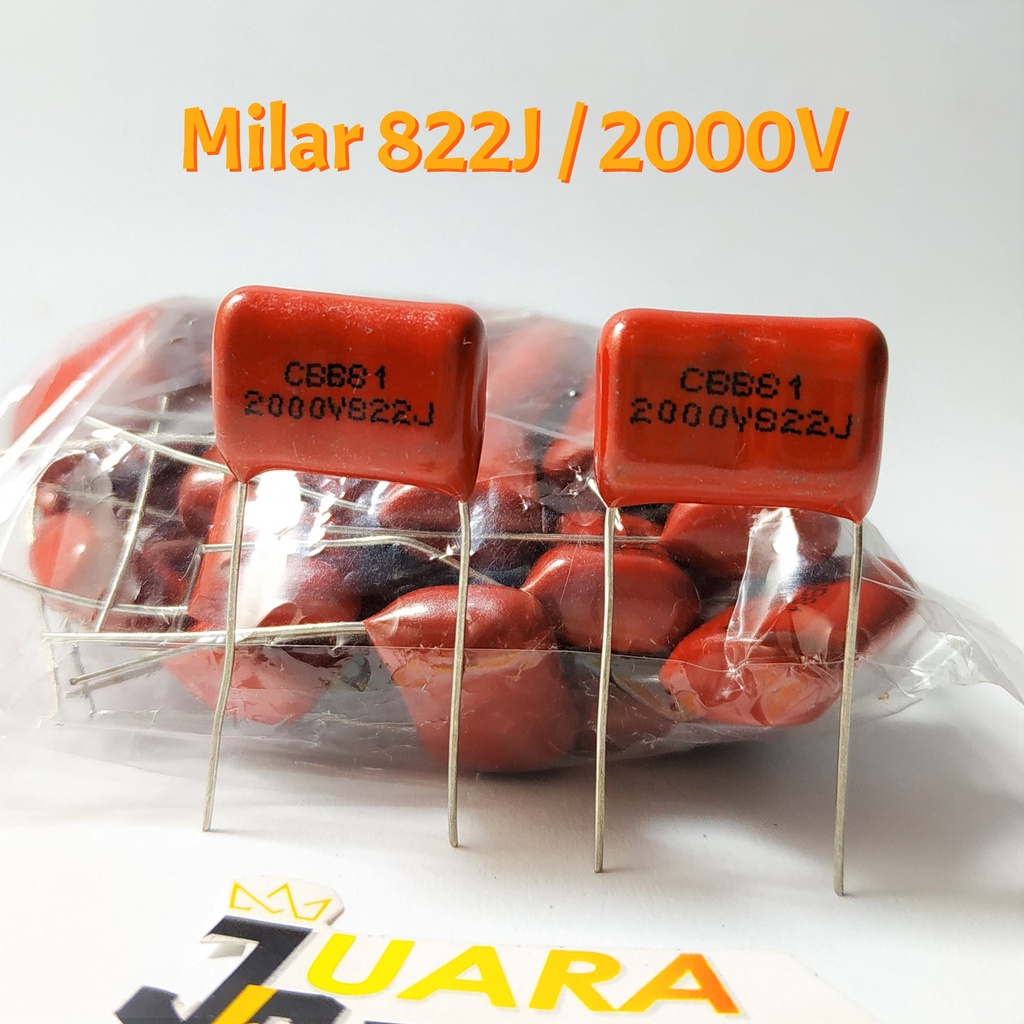 Capasitor Milar 822J / 2000V Merah | Kapasitor Milar 822 J / 2K Volt