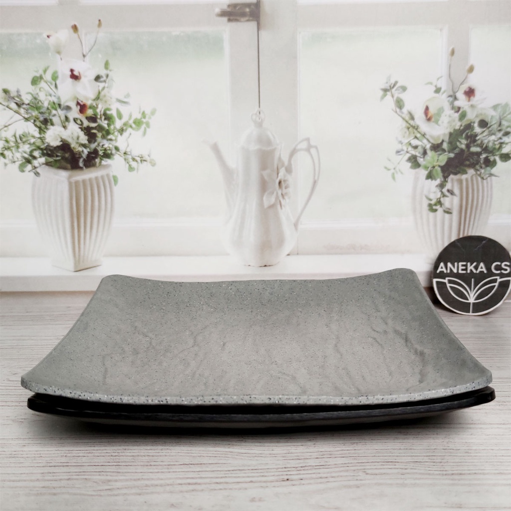 Melamine Stone Piring Kotak 10 inch - Piring Saji - Piring Cafe - Piring Segi Empat - Piring Restora