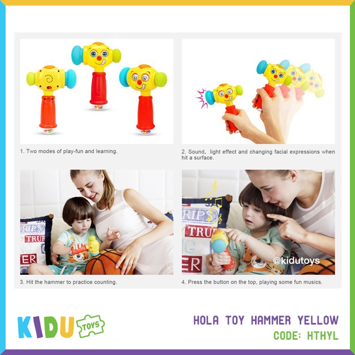 Mainan Anak Palu Pukul Pukulan Hola Toy Hammer Yellow Kidu Toys