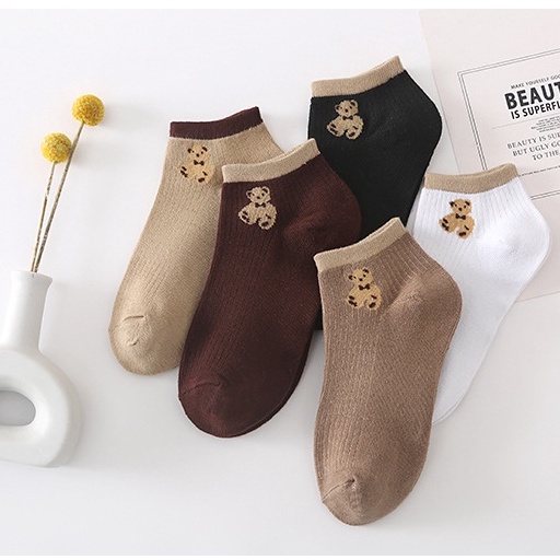 BV.ID KK995 Kaos Kaki Pendek Socks Ankle Fashion Kaus Kaki Motif Beruang Bear Semata Kaki Korean Style