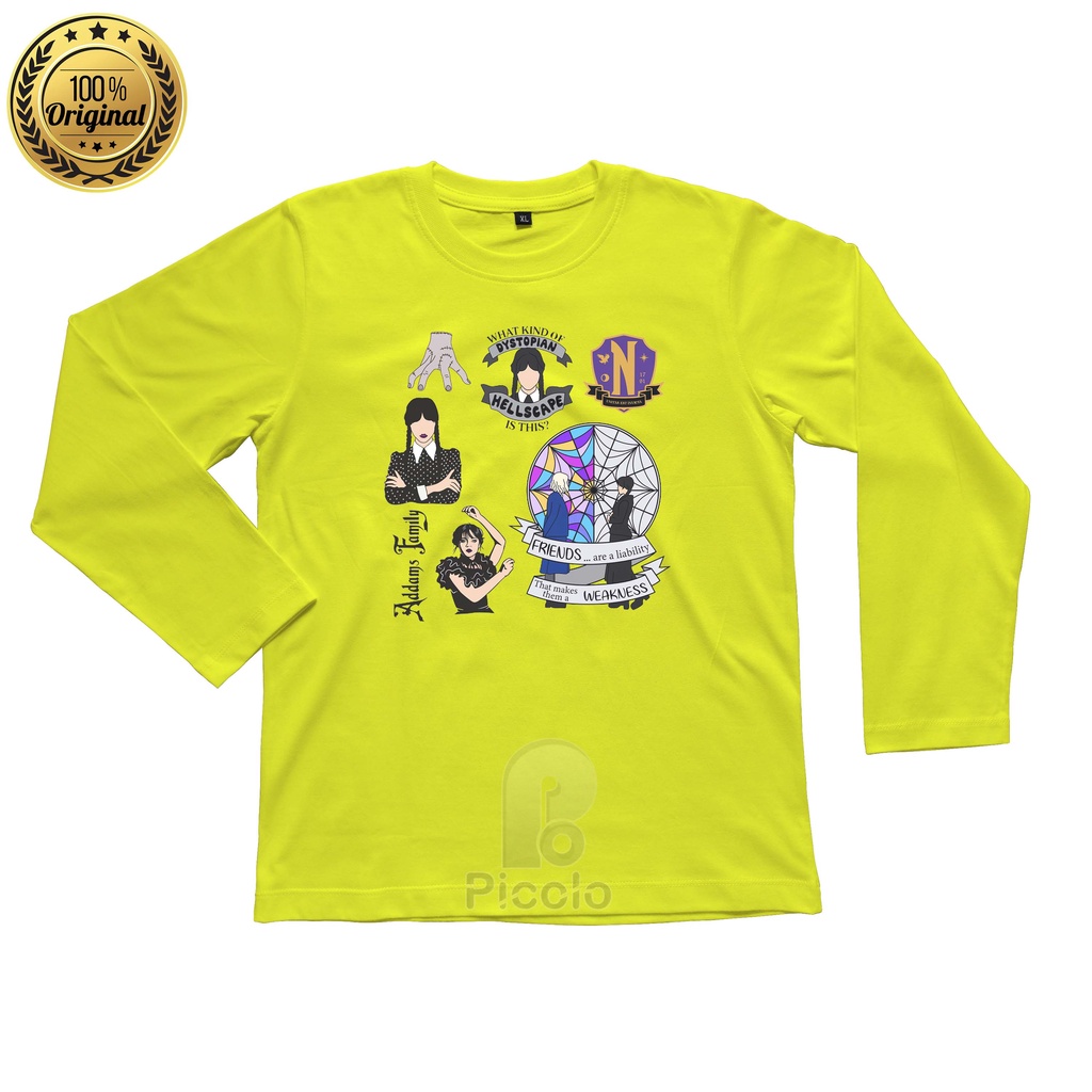 (FREE NAMA) BAJU KAOS ATASAN LENGAN PANJANG ANAK MOTIF WEDNESDAY ADAMS FAMILY
