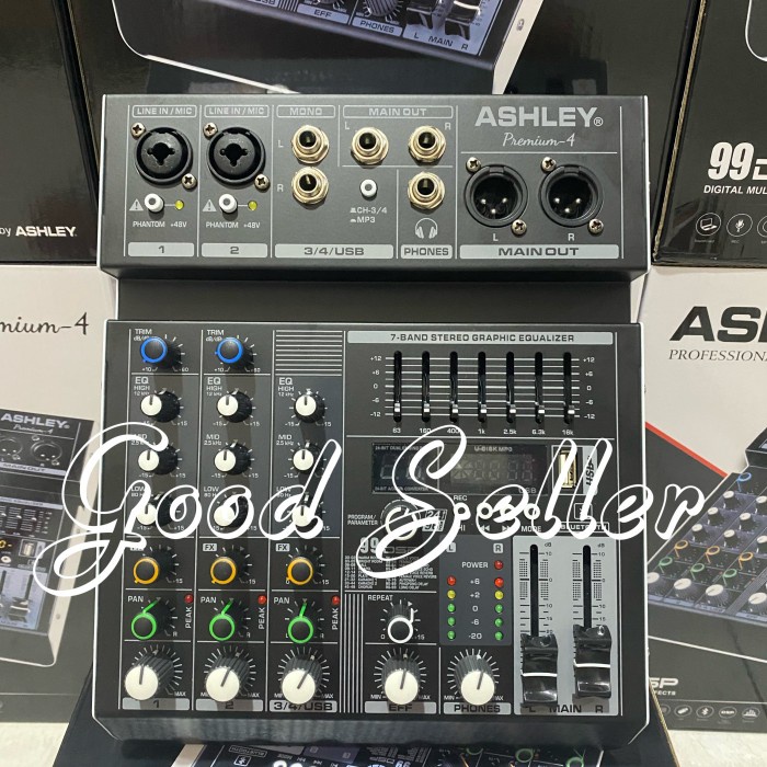 Mix Mixer 4 Channel Ashley Premium 4 / Premium-4 Efek Reverb Usb Soundcard