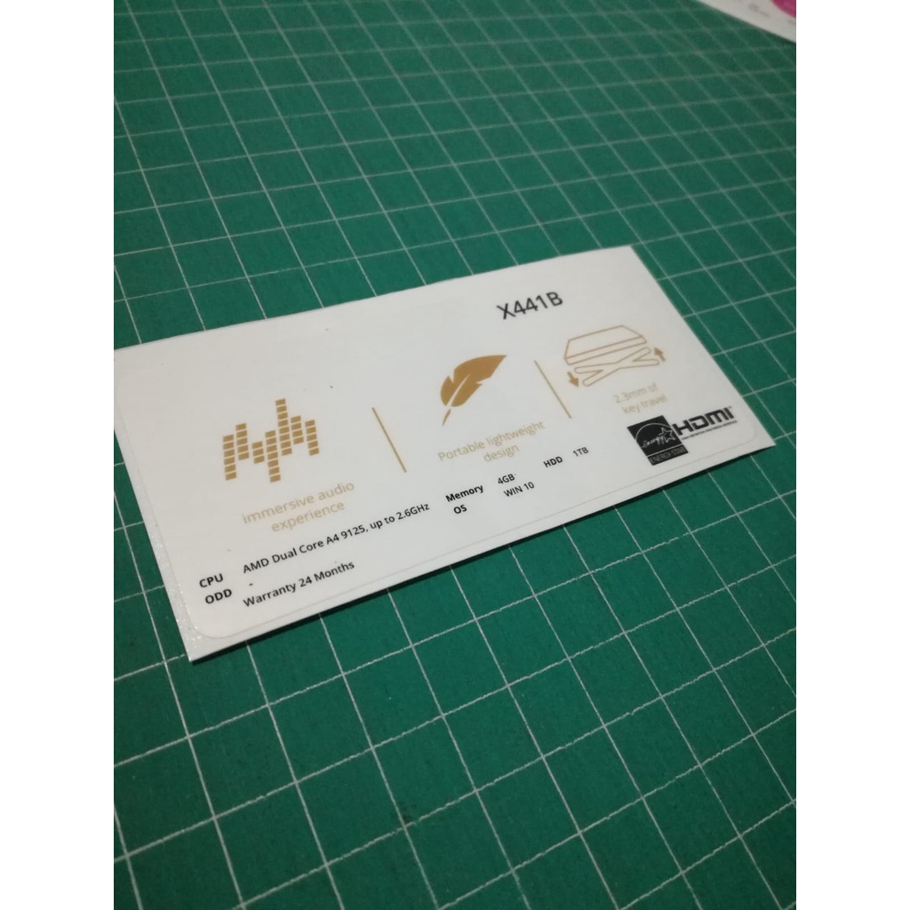 Stiker Spesifikasi Laptop Asus X441B