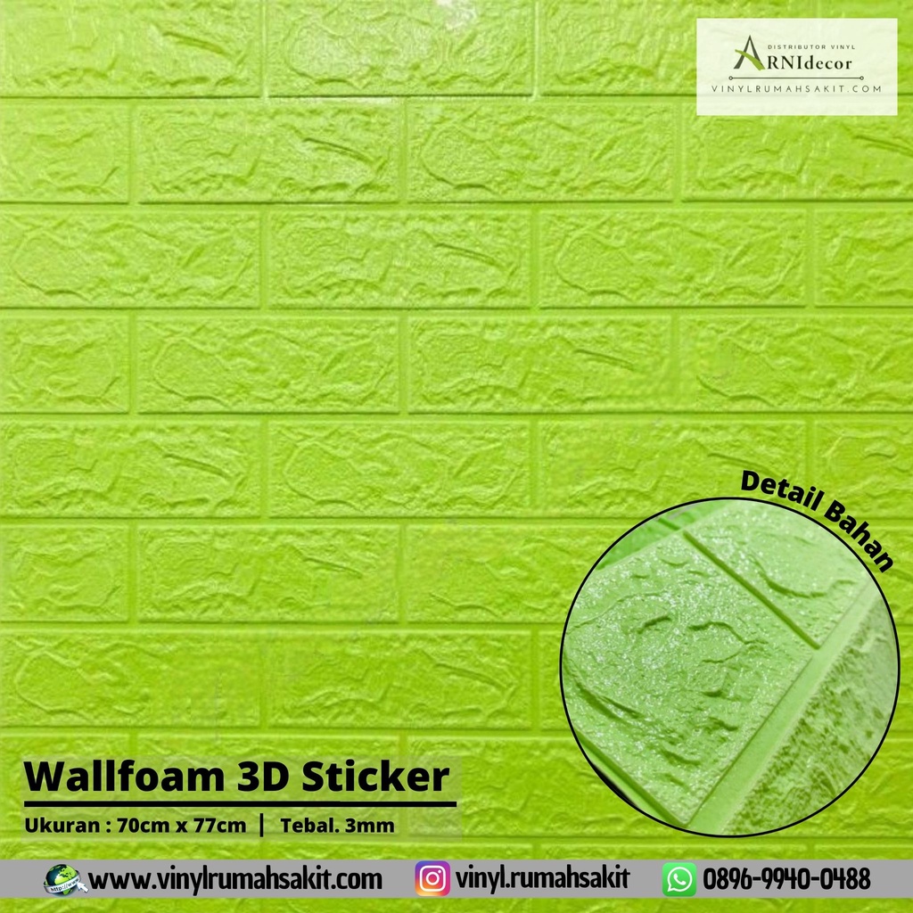 Wallfoam Sticker Dinding 3D Tebal 3mm Warna Hijau - Motif Timbul