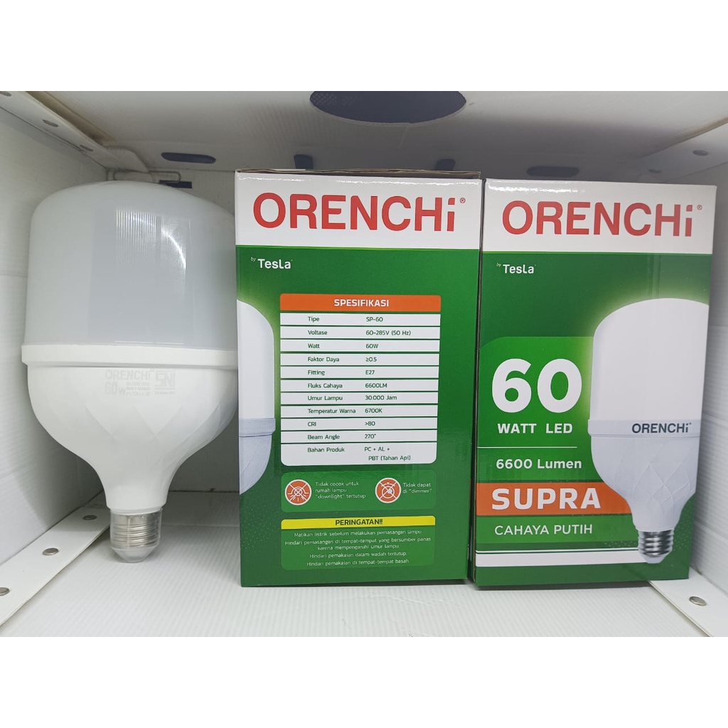 Lampu LED Orenchi Supra 60 Watt 60Watt Cahaya Putih / Lampu Murah Supra 60 W 60W SNI