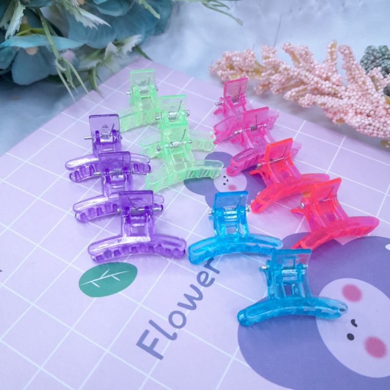 (12 Pcs) Jepit Salon Bentuk T Mini / Jedai Rambut T Warna Perpack