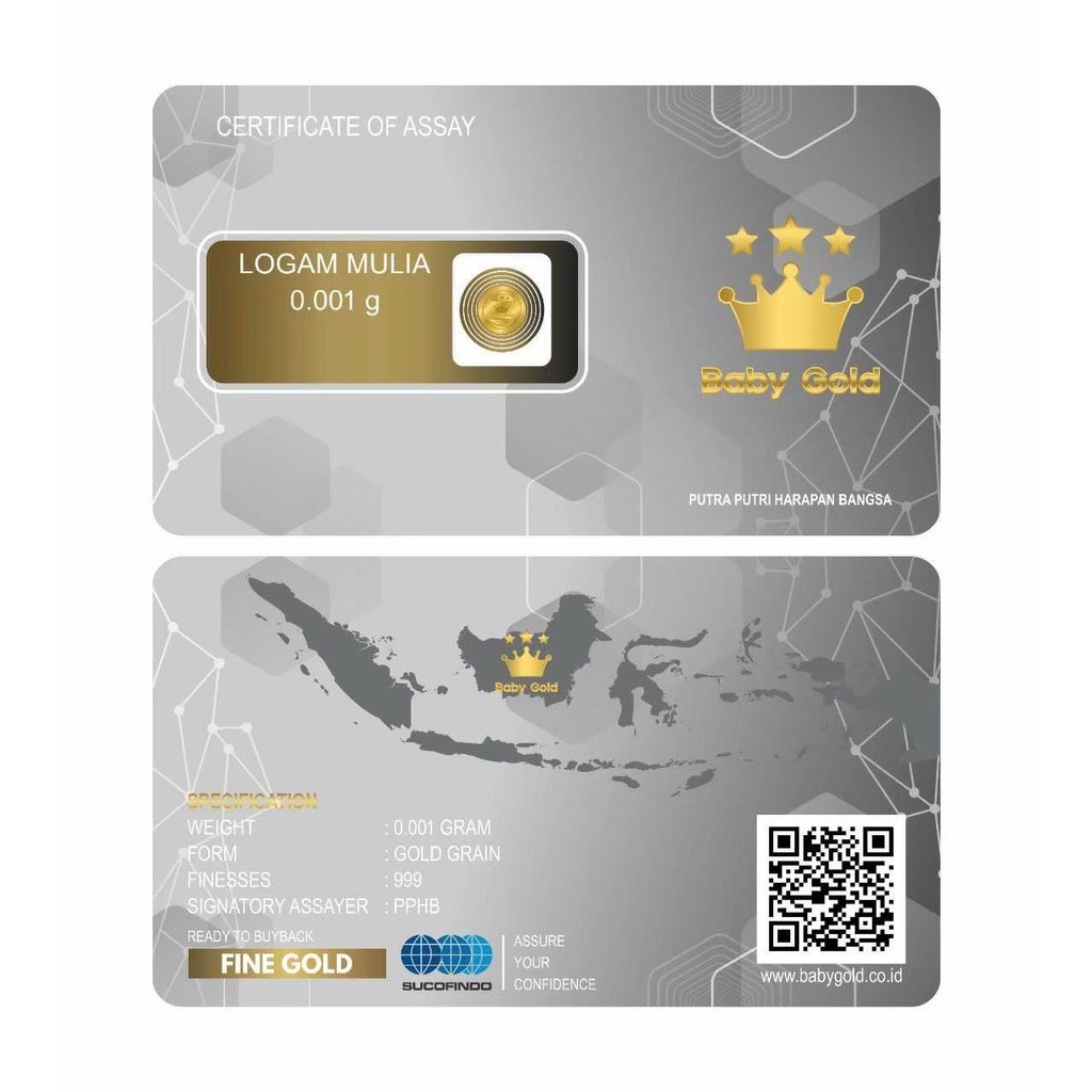 BABY GOLD Emas Mini 0,001 gram Logam Mulia 24 Karat 0.001gr BabyGold minigold mini gold LM