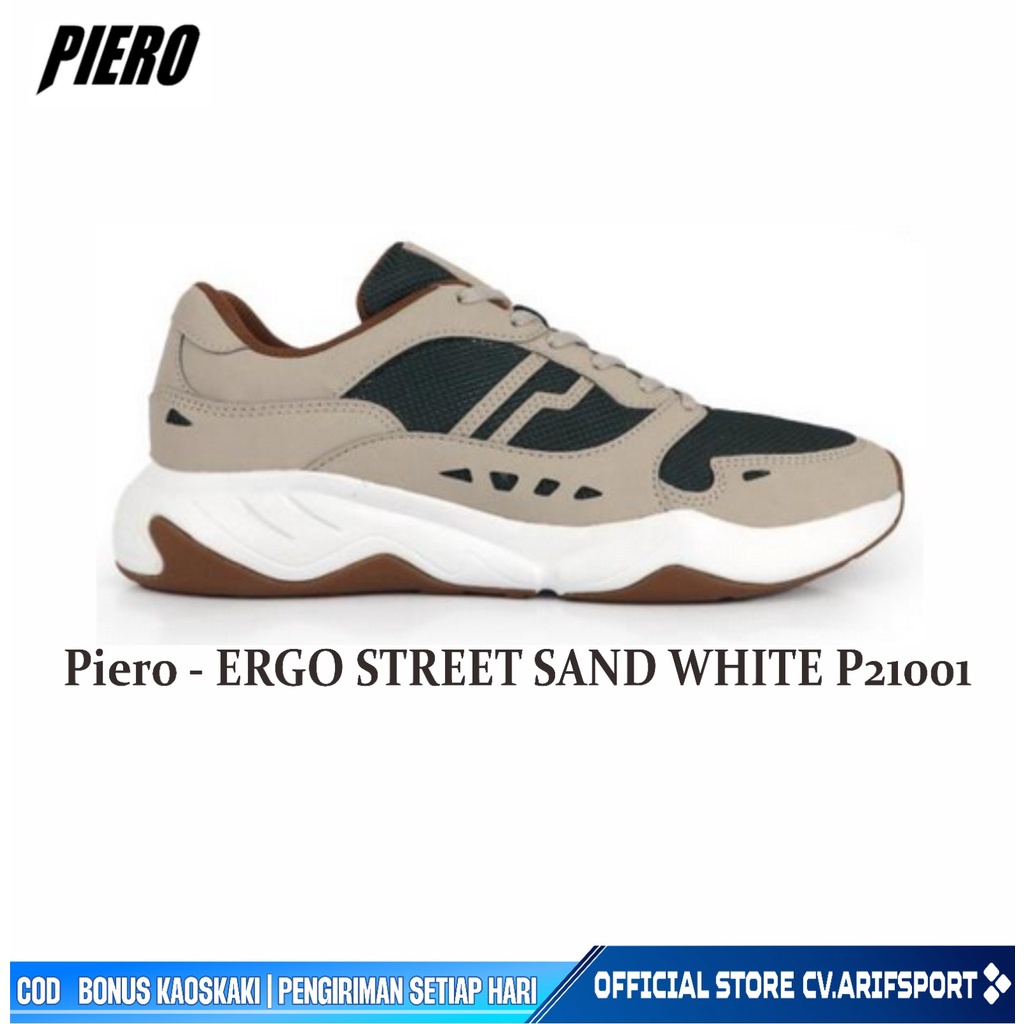 SEPATU SNEAKERS PIERO ERGO STREET - SAND/WHITE P21001 Original