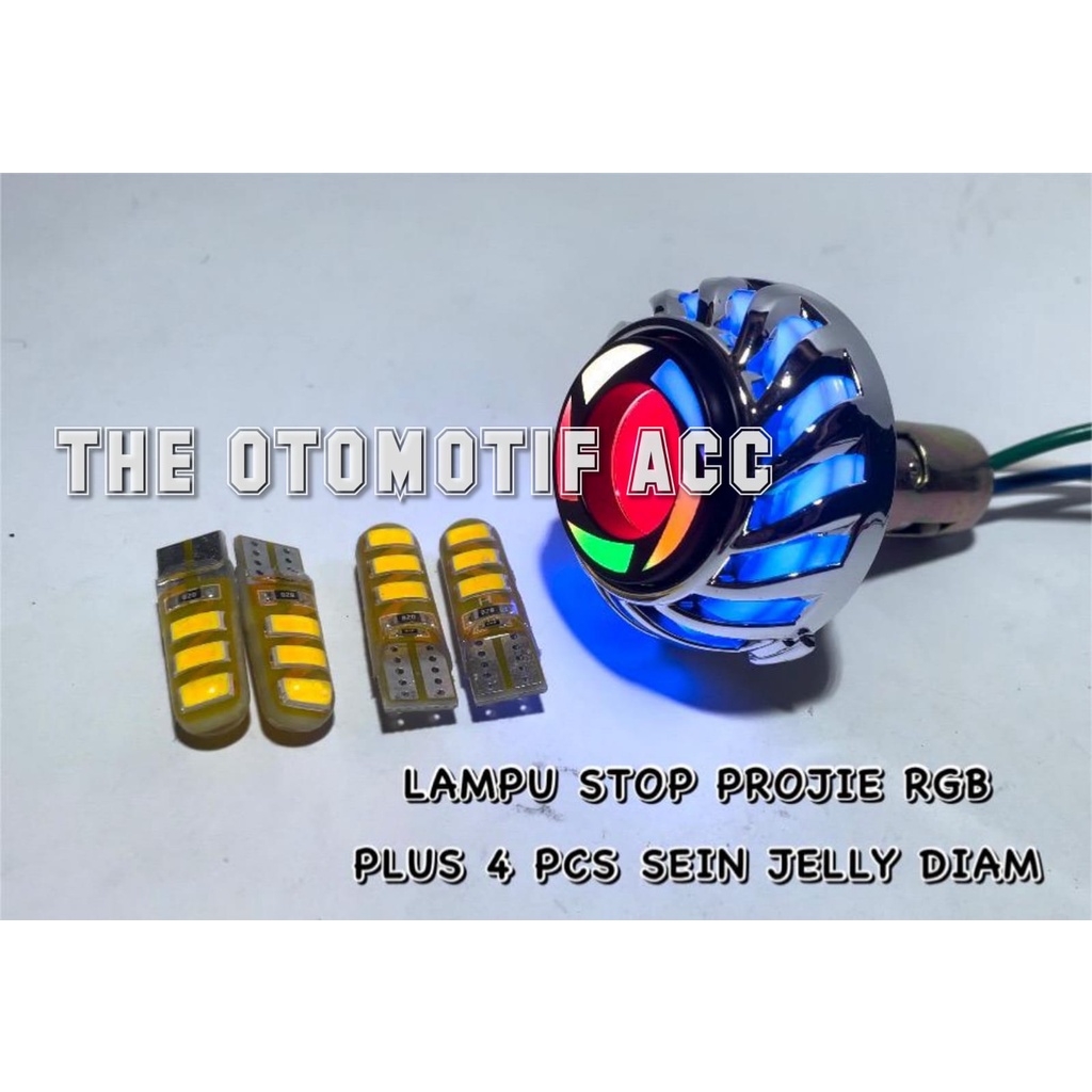 Paket Lampu Motor Lampu Stop Projie Spiral RGB Plus 4pcs Sein Jelly Diam / Non Flash Universal