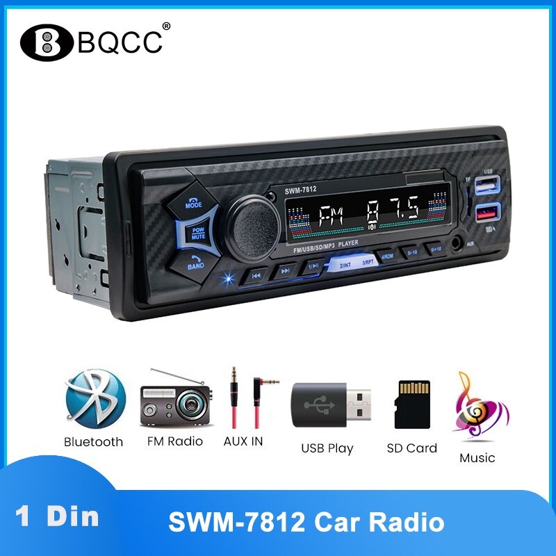 Tape Audio Mobil Voice Bluetooth MP3 Player USB Charge - SWM-7812 - Black