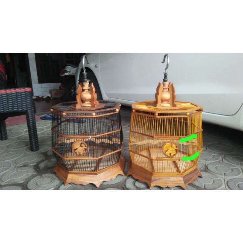 SANGKAR PERKUTUT JATI MOTIF WAYANG