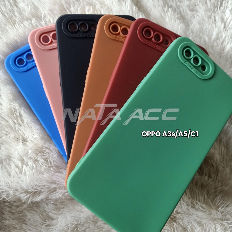 Softcase Pro Camera OPPO A3S / C1 Case Macaron Full Color