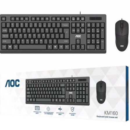 AOC KM160 Combo Keyboard &amp; Mouse Kabel USB 1600 DPI