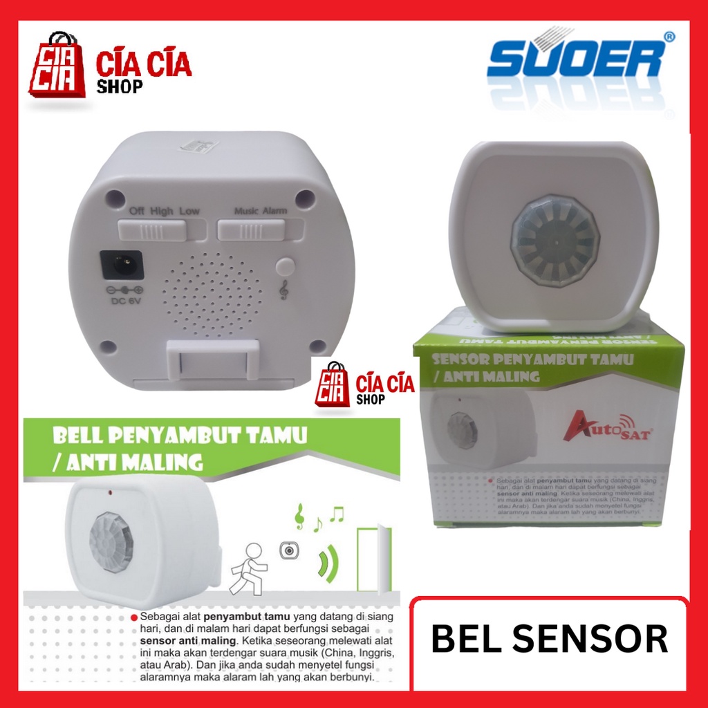 Bell Sensor Gerak Motion Detector Door Bell Penyambut Tamu Alarm Anti Maling Bell Otomatis Bel Rumah