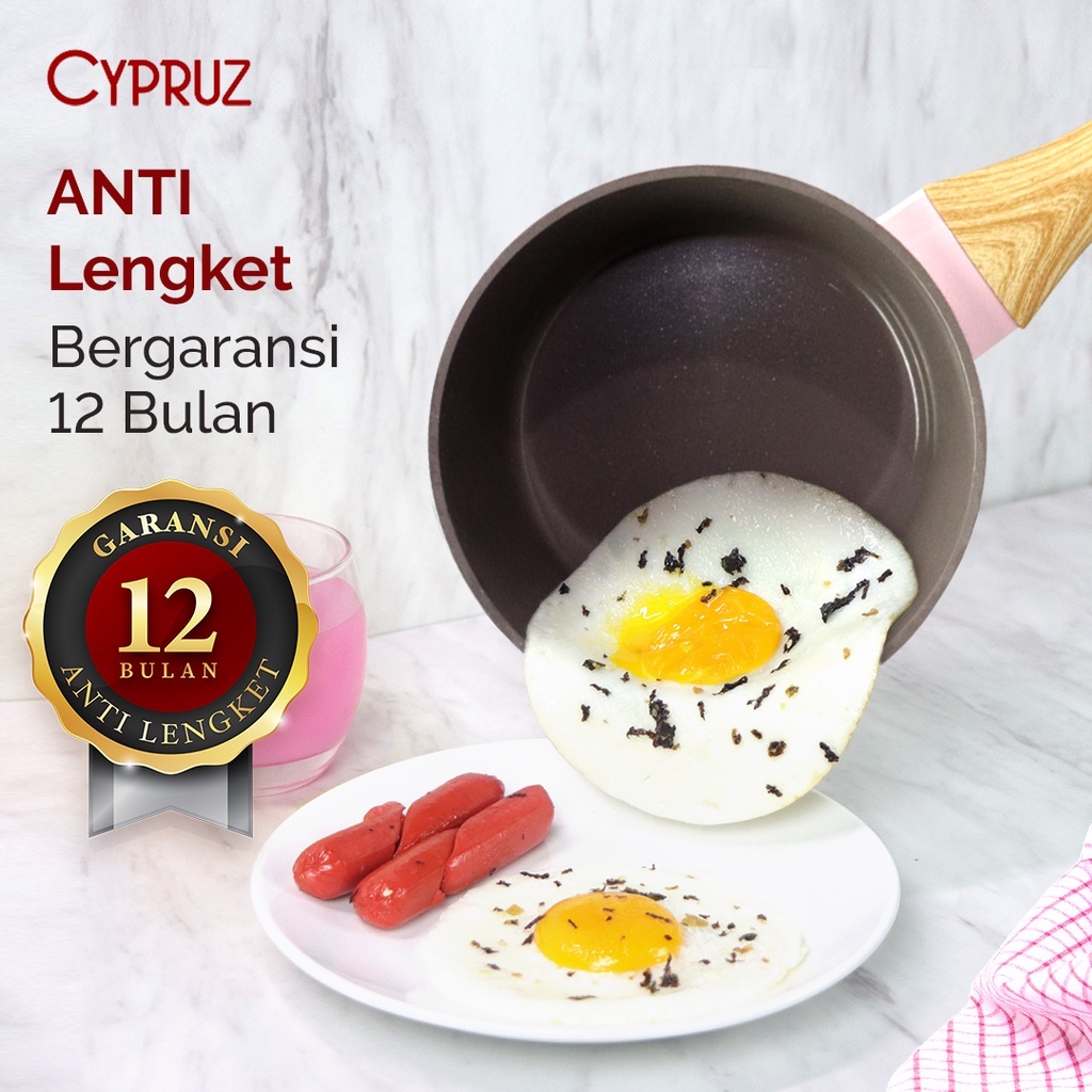 Cypruz Pink Ceramic Sauce Pan / Panci Susu Anti Lengket