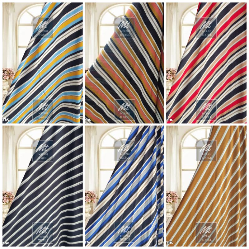 Kain Katun Rayon Viscose Premium Motif Salur Garis Garis Best seller Terbaru (Harga 0,5 Meter)