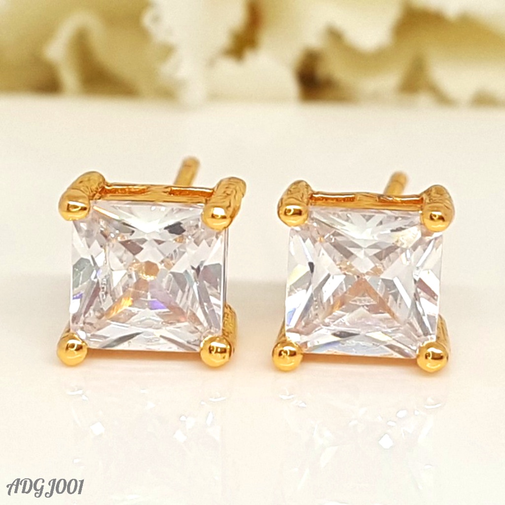 PGX Anting Tusuk Solitaire Titanium Xuping Perhiasan Lapis Emas Aksesoris Wanita - ADGJ001