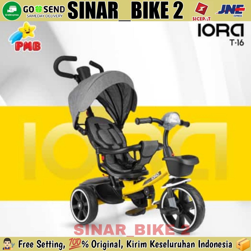 Sepeda Roda Tiga Iora T-16 Kursi Bisa Senderan &amp; T-15 Pmb Kursi Putar Tricycle Anak