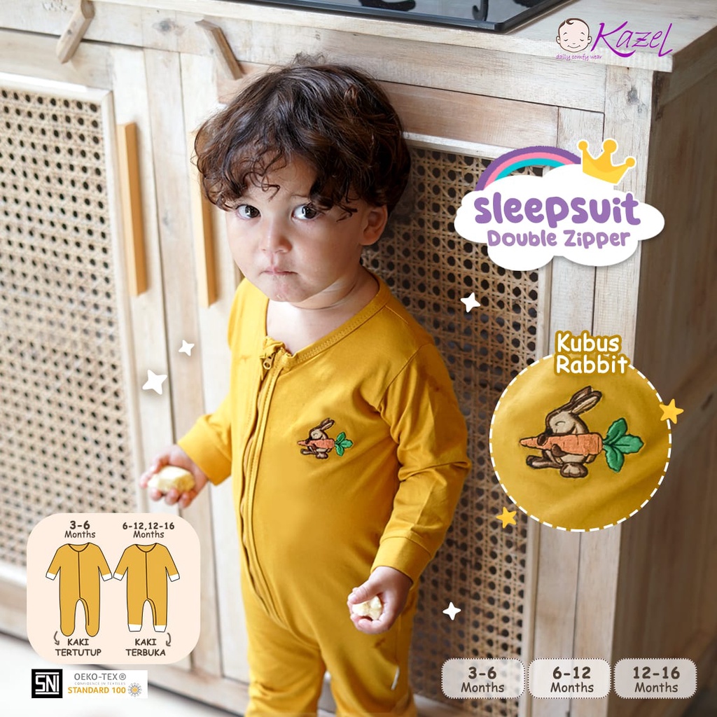 Kazel Sleepsuit Bordir Buka Kaki - Sleepsuit Unisex