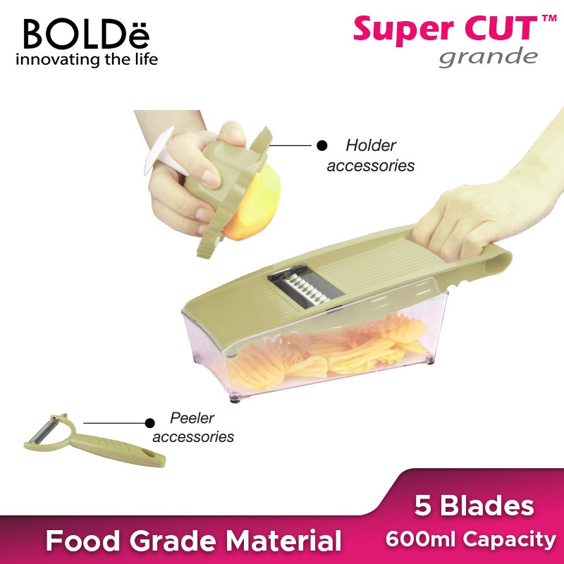 BOLDe Super Cut Grande Alat Pemotong / Alat Pengiris / Parutan Dilengkapi 5 Blades Kapasitas 600ml